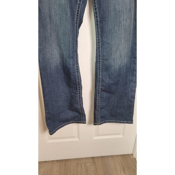 Ariat REAL Jeans Womens 34R Blue Mid Rise Boot Cut Stretch Spitfire Western - Picture 5 of 15